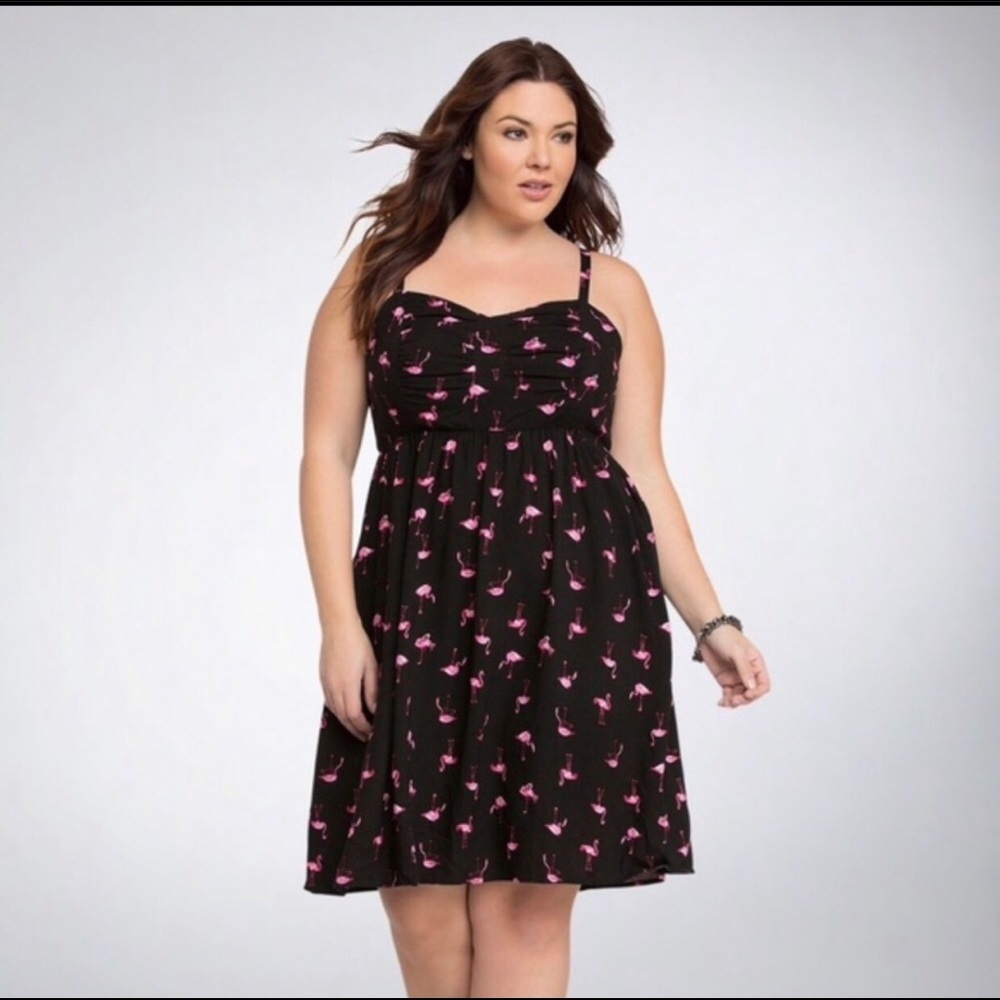 Torrid Flamingo (size 1) Midi Dress w/ POCKETS